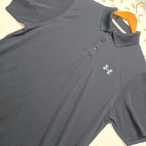 Under Armour HeatGear Polo Shirt Men's Medium Black Performance Golf Activewear